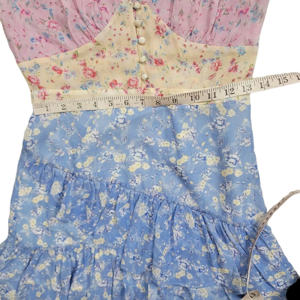 Loveshackfancy Bea Patchwork Floral Silk Mini Dress Floral Size 4 - Picture 10 of 12